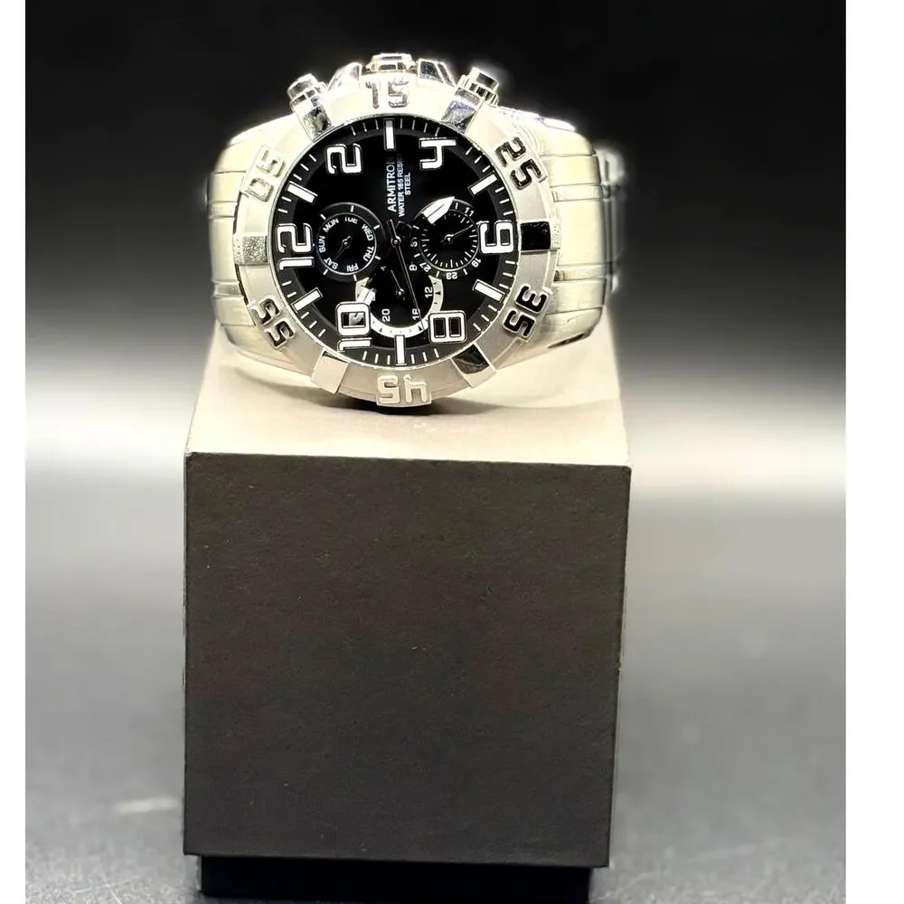 Armitron 20/5168SV Multifunction Black Dial Stainless Steel Men's 51mm Watch